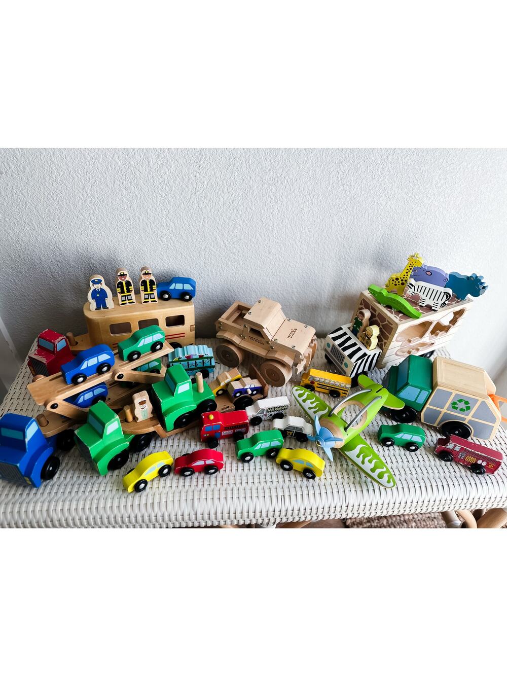 Huge Lot of 40 Wooden Toy Vehicles – Cars, Trucks, Plane & More Melissa & Doug